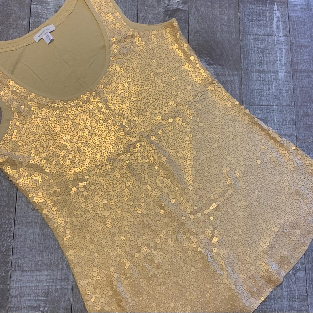 Garnet Hill Gold Sequin Tank Top